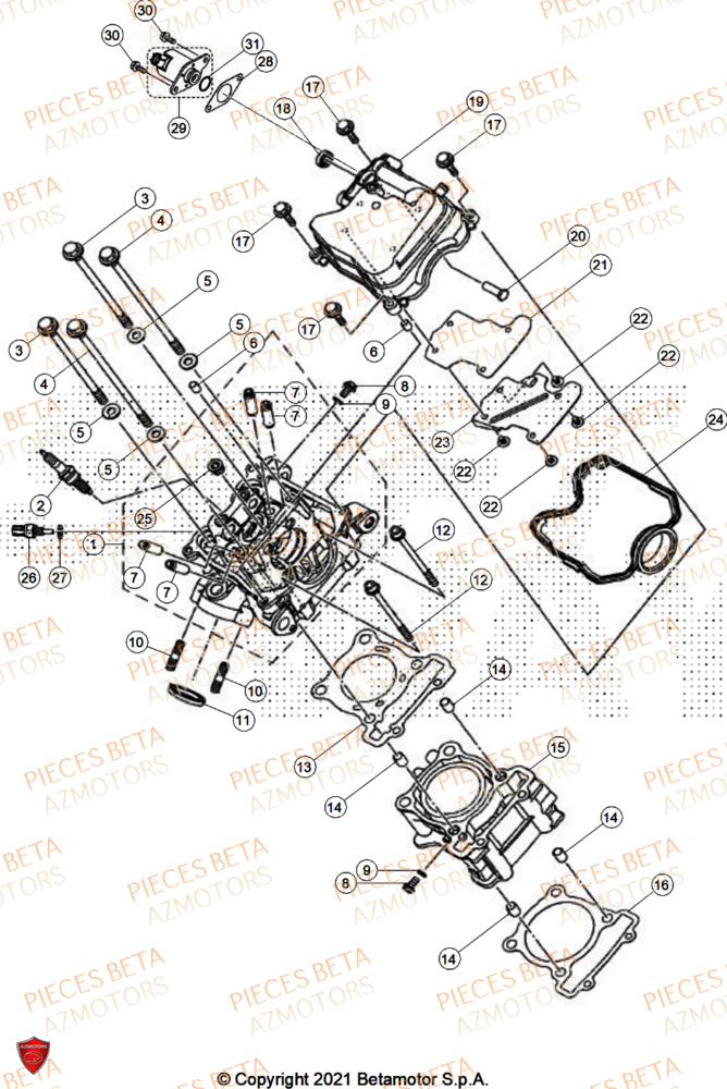 Culasse AZMOTORS PiÃ¨ces Beta ENDURO RR 125 4T R 2026