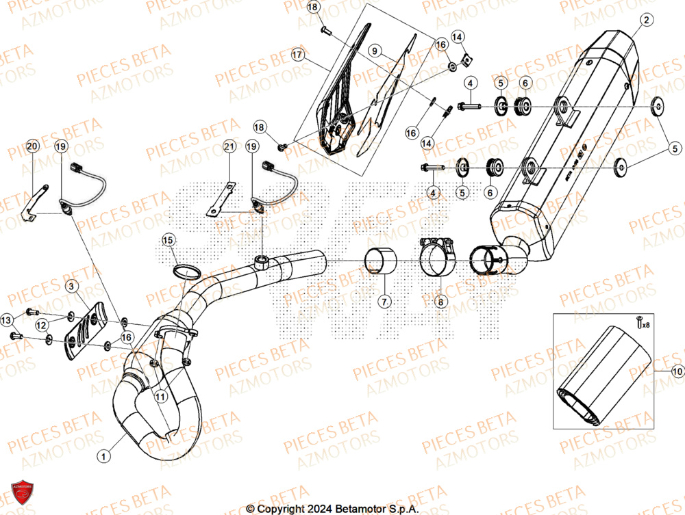 Echappement AZMOTORS PiÃ¨ces Beta ENDURO RR 125 4T R 2026