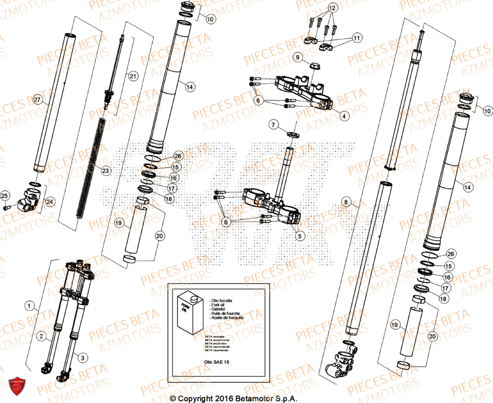 Fourche AZMOTORS PiÃ¨ces Beta ENDURO RR 125 4T R 2026