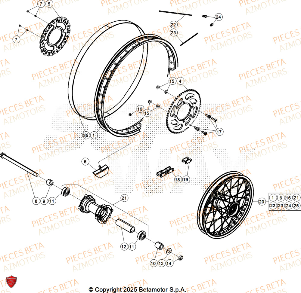 Roue Arriere AZMOTORS PiÃ¨ces Beta ENDURO RR 125 4T R 2026