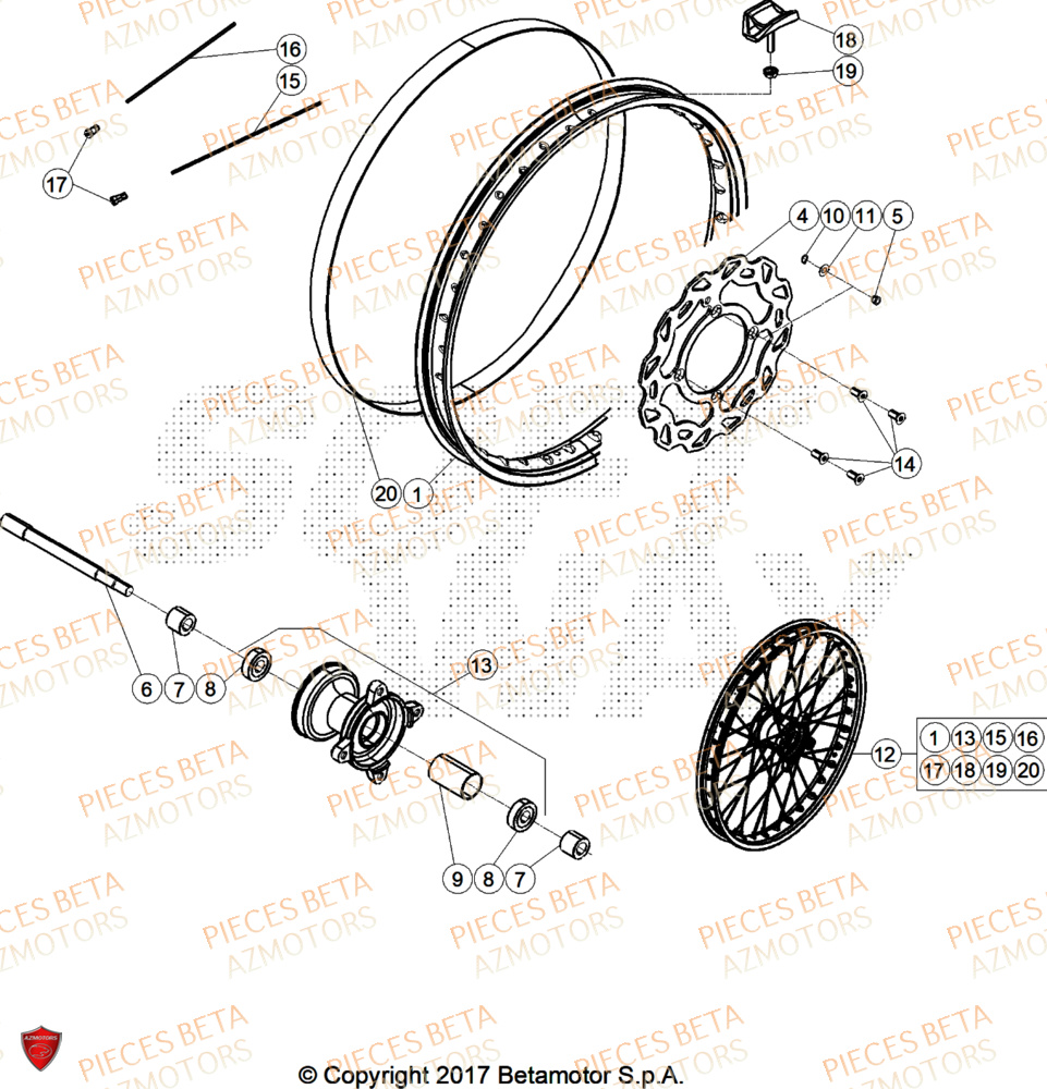 Roue Avant AZMOTORS PiÃ¨ces Beta ENDURO RR 125 4T R 2026