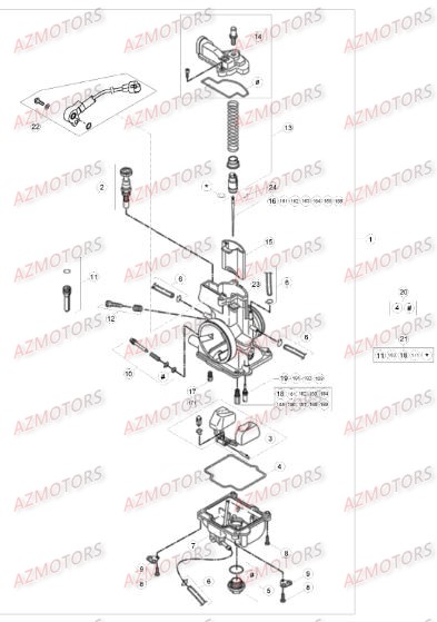 Carburateur AZMOTORS Pieces BETA RR 2T 250 - (2016)