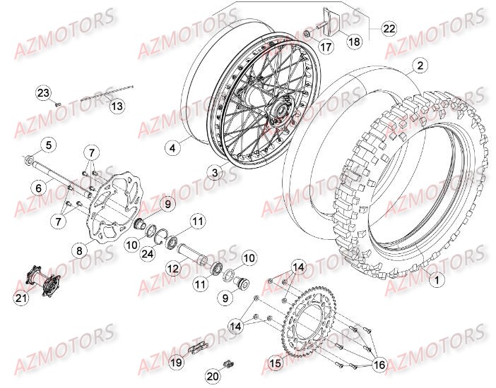 Roue Arriere AZMOTORS Pieces BETA RR 2T 250 - (2016)
