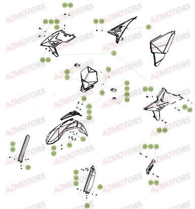 PROTECTION TIGE - KIT BLACK - BETA pour CARENAGES AVANT DU No SERIE 0 A 100034 de RR-250-2T-17