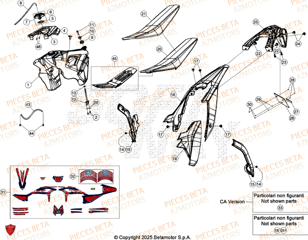 Carenage Arriere AZMOTORS Pieces BETA RR 2T 250 RACE - (2026)
