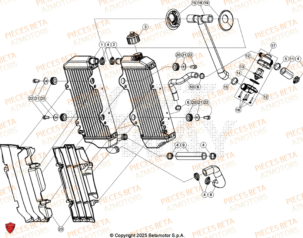 Radiateur AZMOTORS Pieces BETA RR 2T 250 RACE - (2026)