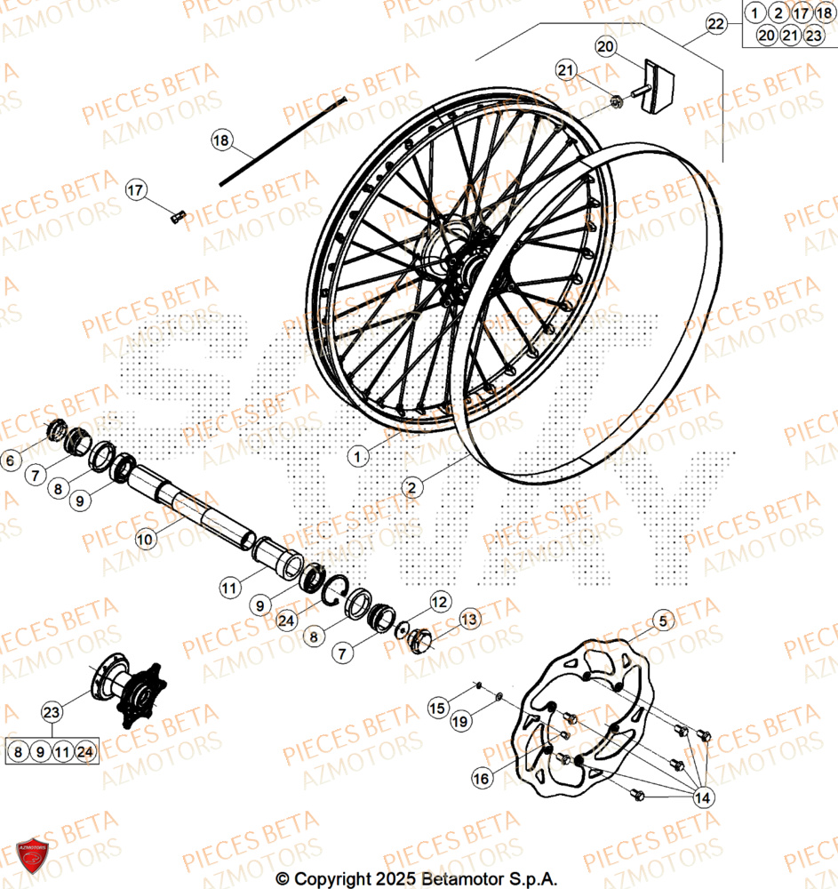 Roue Avant AZMOTORS Pieces BETA RR 2T 250 RACE - (2026)