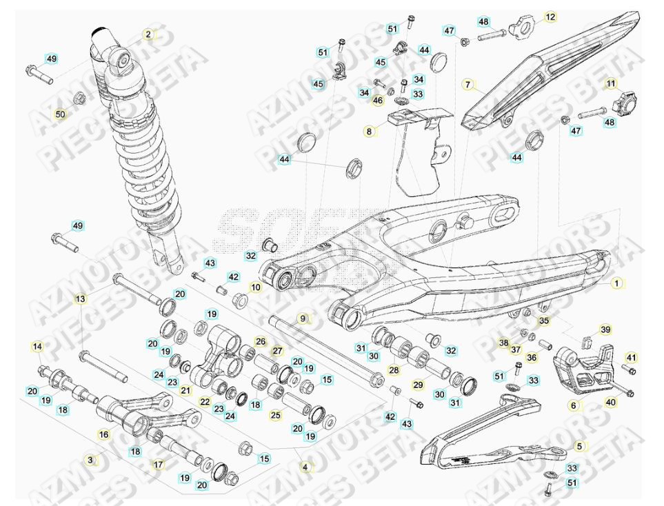 Bras Oscillant AZMOTORS Pieces BETA RR 2T 250 RACING - (2017)