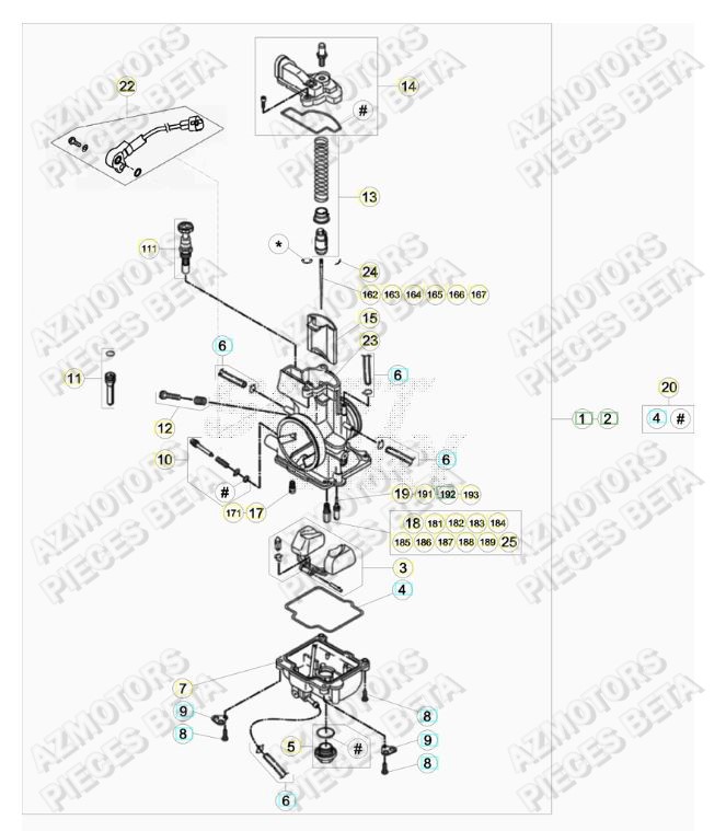Carburateur AZMOTORS Pieces BETA RR 2T 250 RACING - (2017)