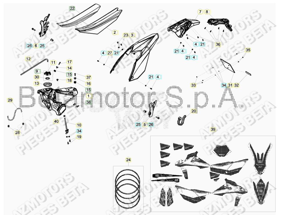 AUTOCOLLANTS UNIVERSAUX POUR JANTES ROUG - BETA pour CARENAGE ARRIERE de RR-250-RACING-2T-17