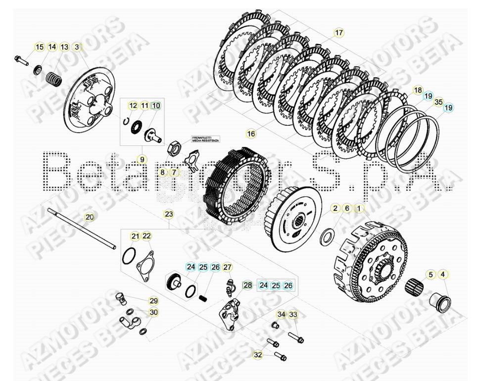 Embrayage AZMOTORS Pieces BETA RR 2T 250 RACING - (2017)