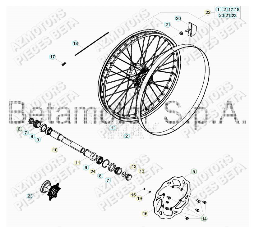 BOUCHON PIVOT ROUE - BETA pour ROUE AVANT de RR-250-RACING-2T-17