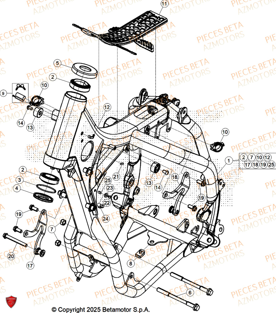 Chassis AZMOTORS Pieces BETA RR 2T 250 X-PRO - (2026)