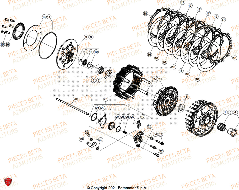 Embrayage AZMOTORS Pieces BETA RR 2T 250 X-PRO - (2026)