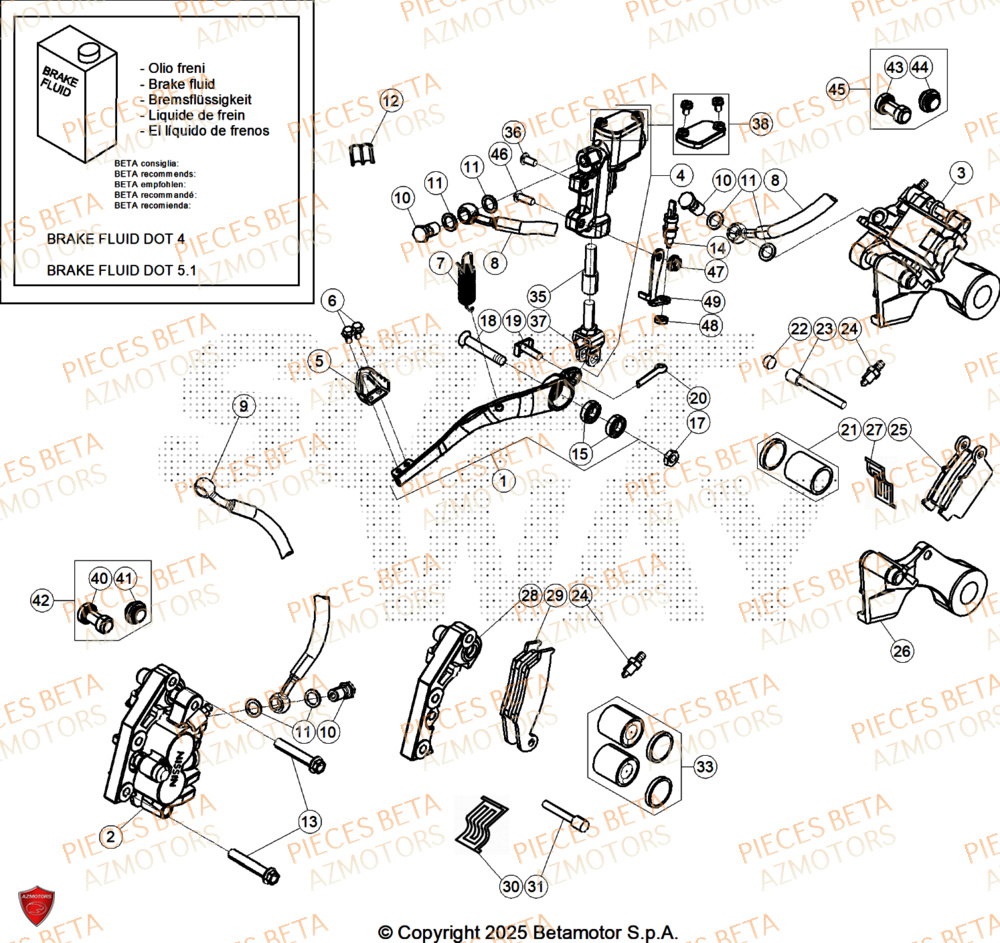 Freins AZMOTORS Pieces BETA RR 2T 250 X-PRO - (2026)