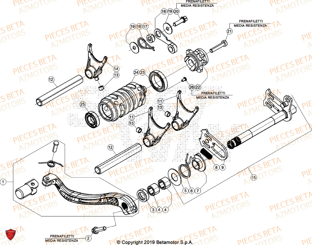 Selecteur De Vitesses AZMOTORS Pieces BETA RR 2T 250 X-PRO - (2026)