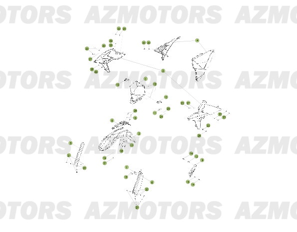 PROTECTION TIGE - KIT WHITE - BETA pour CARENAGES AV- RESERVOIR - SELLE de RR-2T-250-13