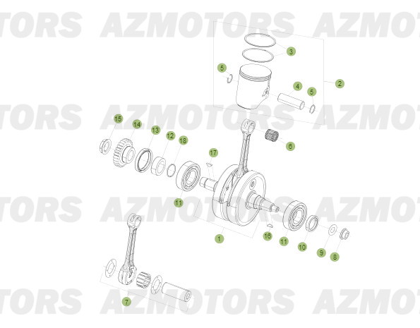 Vilebrequin   Piston   Contre Arbre AZMOTORS PiÃ¨ces BETA RR 2T 250 - (2013)