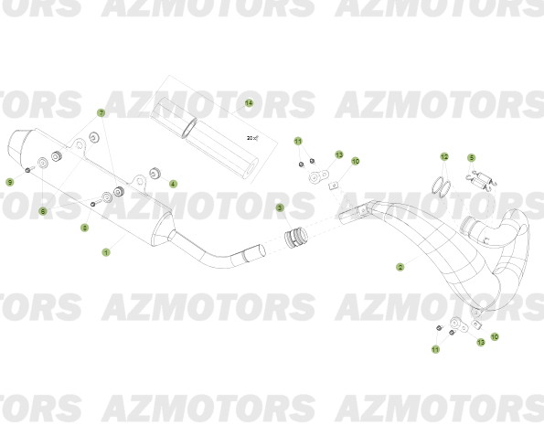 Echappement No Serie 600001 A 600247 AZMOTORS PiÃ¨ces BETA RR 2T 250 - (2014)