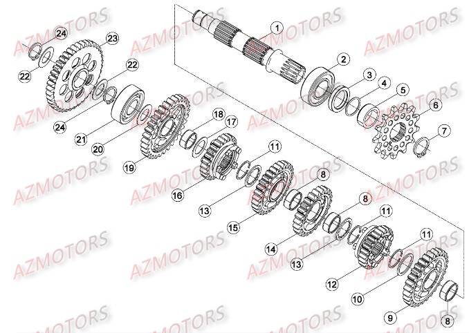 PIGNON Z.15 - BETA pour BOITE A VITESSES 2 de RR-2T-250-15