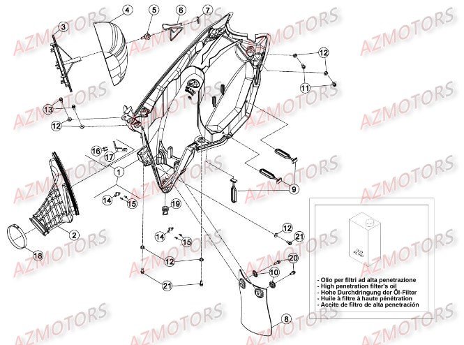 FILTRE AIR - BETA pour BOITIER DU FILTRE de RR-2T-250-15