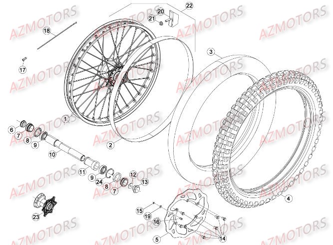 Roue Avant AZMOTORS Pieces BETA RR 2T 250 - (2015)