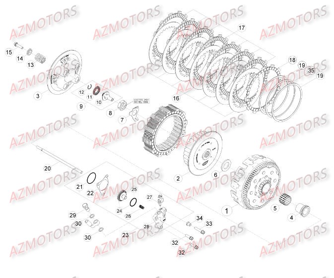 Transmission Principale Embrayage AZMOTORS Pieces BETA RR 2T 250 - (2015)