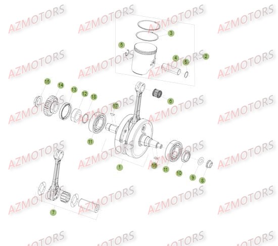 Vilebrequin Piston Contre Arbre AZMOTORS Pieces BETA RR 2T 250 - (2015)