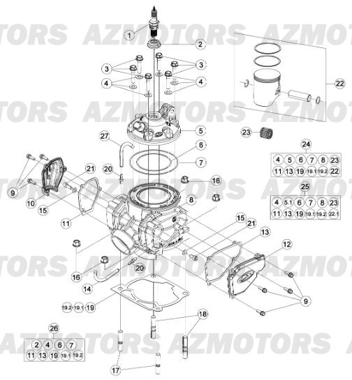 Cylindre   Culasse   Distri Du No Serie 700001 A 749999 AZMOTORS PiÃ¨ces BETA RR 2T 300 - (2013)