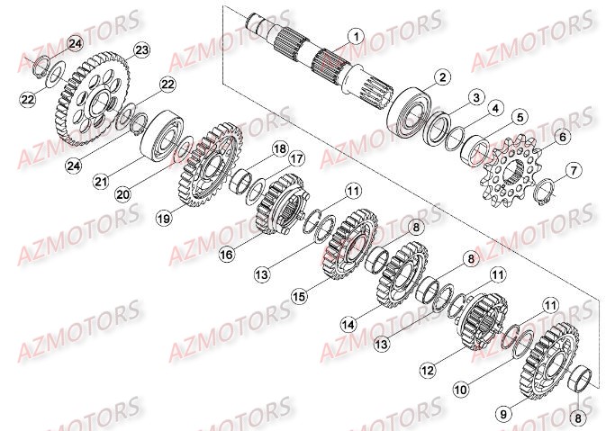 PIGNON Z.15 - BETA pour BOITE A VITESSES 2 de RR-2T-300-15