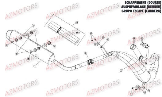 Echappement Version Competition AZMOTORS Pieces BETA RR 2T 300 - (2015)