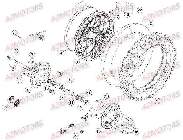 Roue Arriere AZMOTORS Pieces BETA RR 2T 300 - (2015)