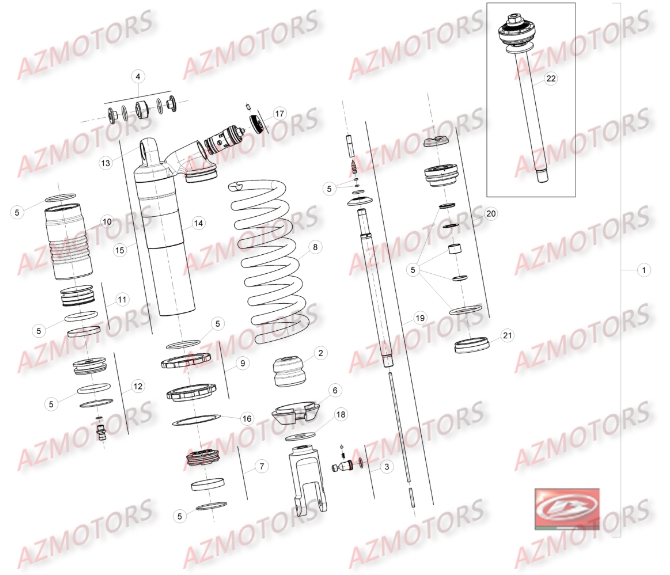 Amortisseur AZMOTORS Pieces BETA RR 2T 300 - (2016)