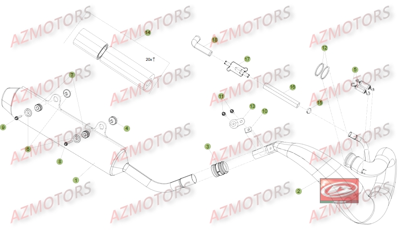 Echappement Homologue Route AZMOTORS Pieces BETA RR 2T 300 - (2016)