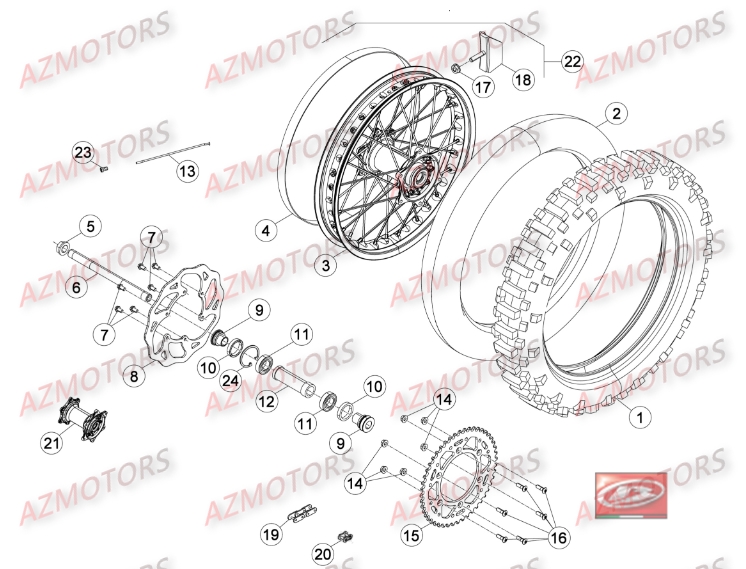 Roue Arriere AZMOTORS Pieces BETA RR 2T 300 - (2016)