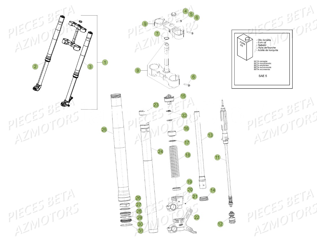 Fourche Du No Serie 201429 A 202322 AZMOTORS Pieces BETA RR 2T 300 - (2018)