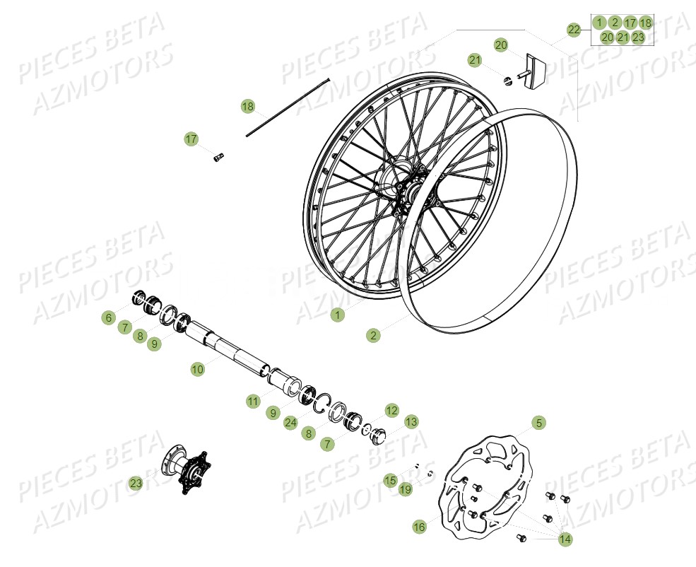 Roue Avant AZMOTORS Pieces BETA RR 2T 300 - (2018)