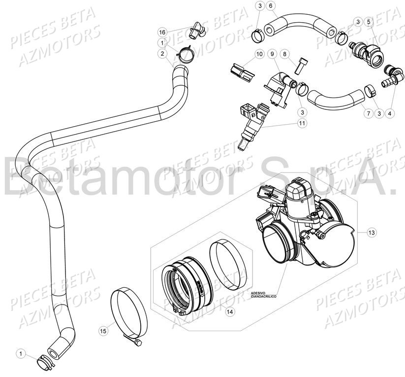 Carburation Injection Corps De Papillon AZMOTORS PiÃ¨ces Beta RR 4T 350 Enduro - 2017
