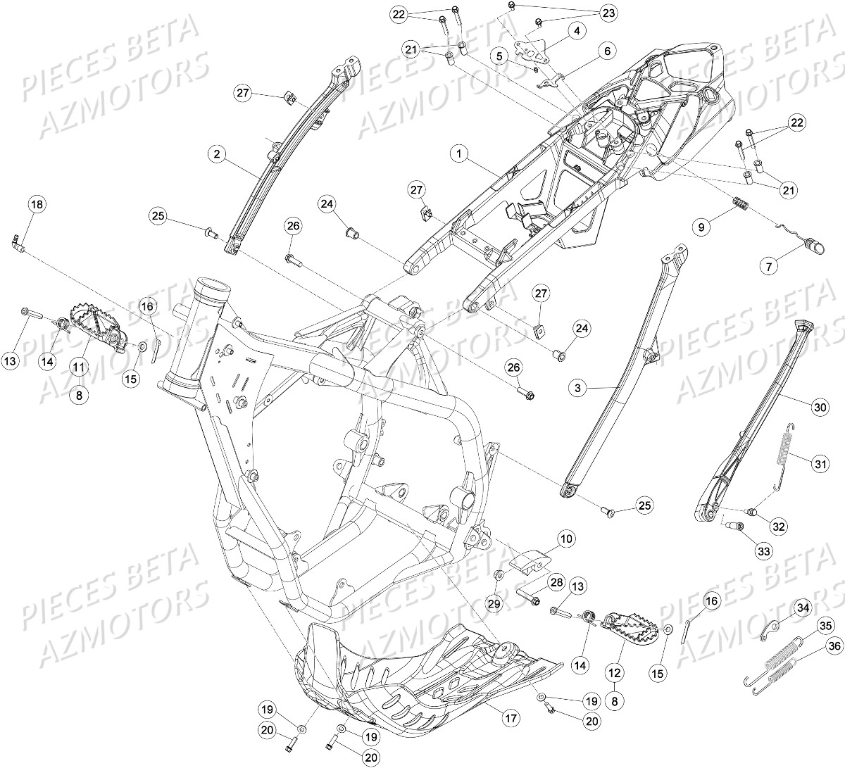 Accessoires Du Chassis AZMOTORS PiÃ¨ces Beta RR 4T 390 Enduro - 2016