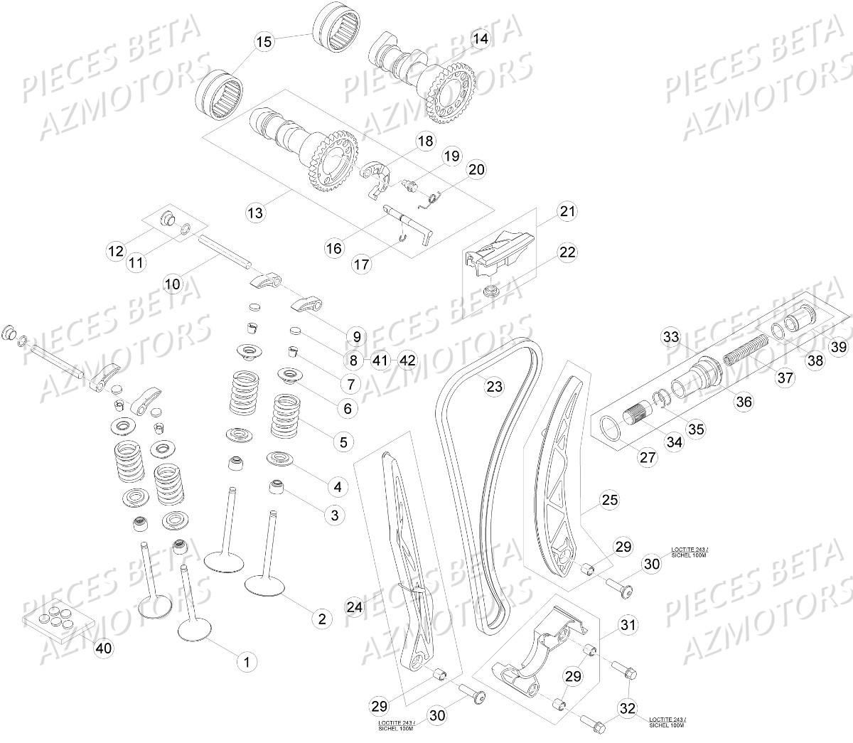 Cylindre Culasse Distribution2 AZMOTORS PiÃ¨ces Beta RR 4T 390 Enduro - 2016