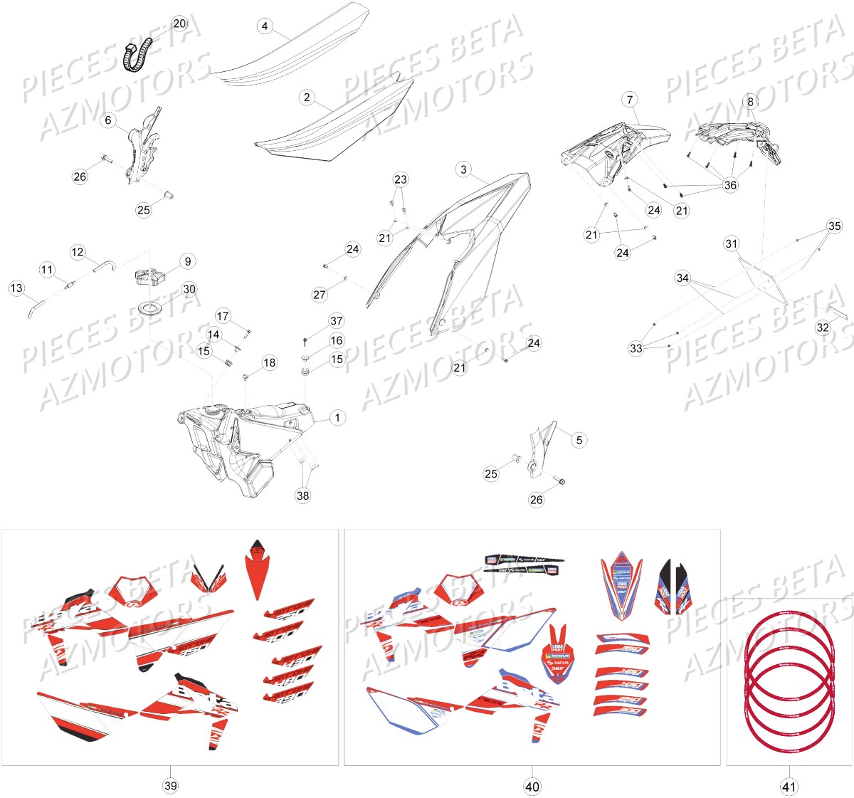 Carenages Reservoir Selle AZMOTORS PiÃ¨ces Beta RR 4T 430 Enduro - 2016