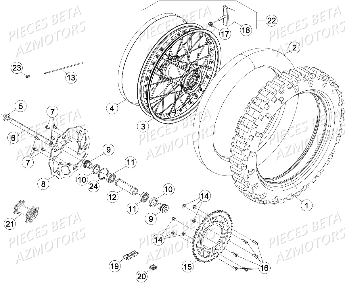 Roue Arriere AZMOTORS PiÃ¨ces Beta RR 4T 430 Enduro - 2016