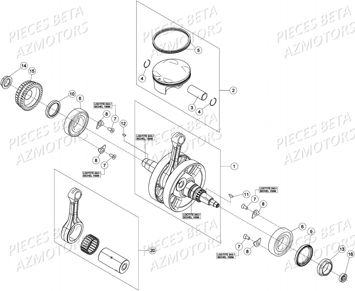 Vilebrequin Piston Contre Arbre 2 AZMOTORS PiÃ¨ces Beta RR 4T 480 Enduro - 2016