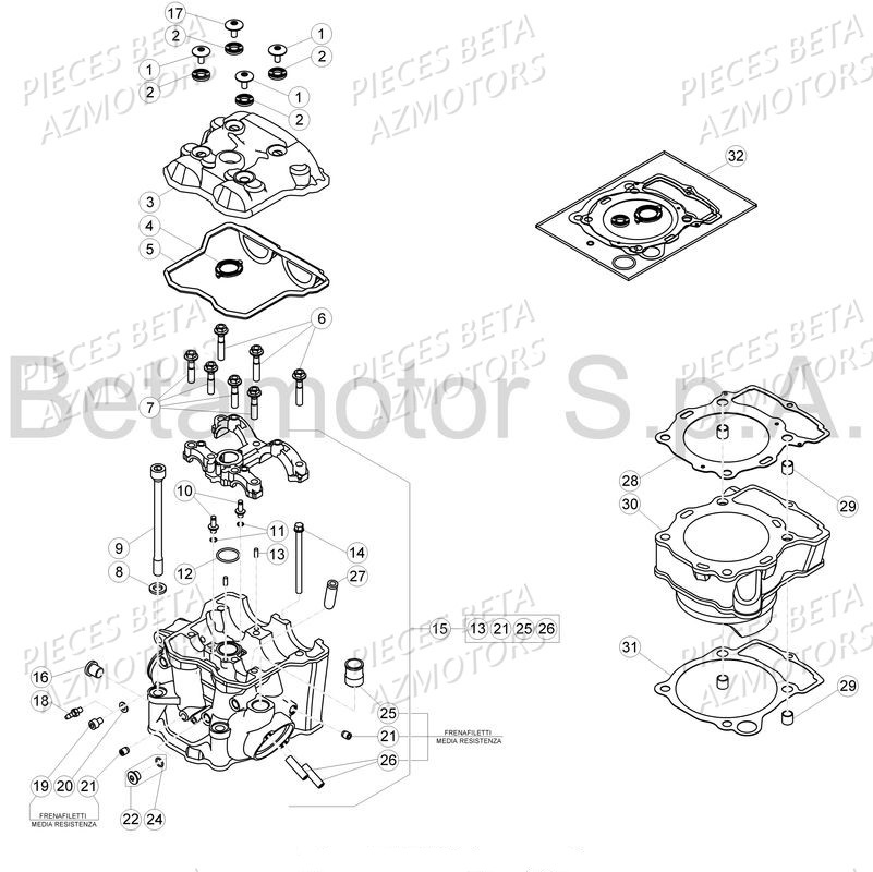 Cylindre Complet AZMOTORS PiÃ¨ces Beta RR 4T 480 Enduro - 2017