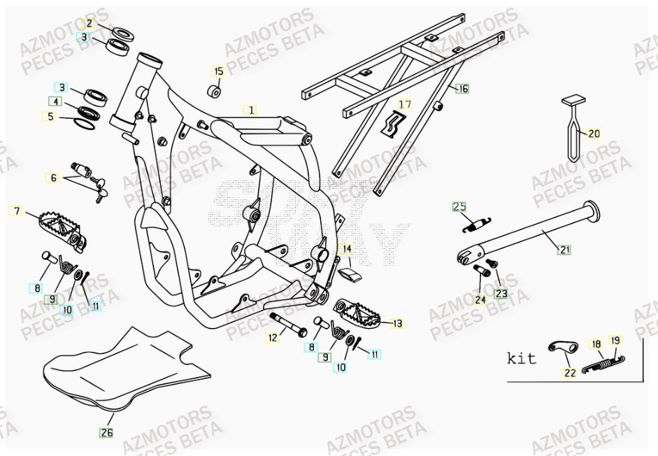 Accessoires Du Chassis AZMOTORS PiÃ¨ces BETA RR 4T 400 - [2007]