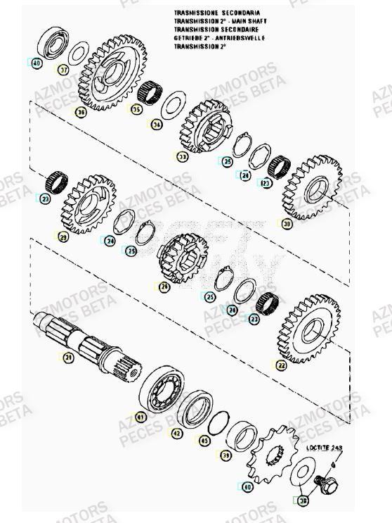 PIGNON DE TRANSMISSION SECONDA IRE - BETA pour TRANSMISSION de RR-4T-07