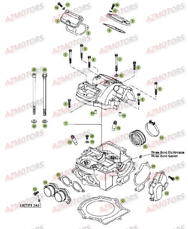 Cylindre Culasse AZMOTORS PiÃ¨ces Beta RR 4T 450 Enduro - 2008