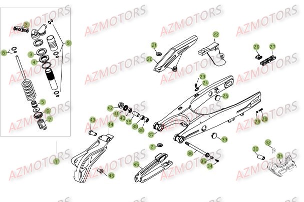 Suspension Arriere Du No Serie 150 A 999999 AZMOTORS PiÃ¨ces Beta RR 4T 450 Enduro - 2008