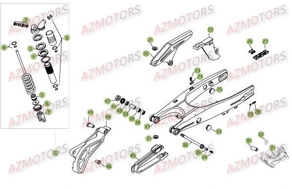 Suspension Arriere Du No Serie 1 A 149 AZMOTORS PiÃ¨ces Beta RR 4T 450 Enduro - 2008