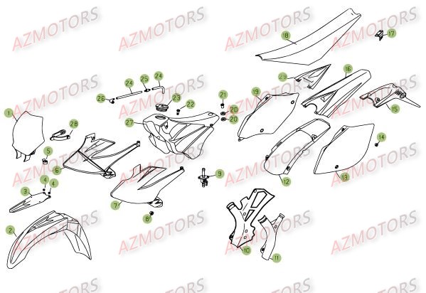 Carenages Reservoir Selle AZMOTORS PiÃ¨ces Beta RR 4T 525 Enduro - 2008